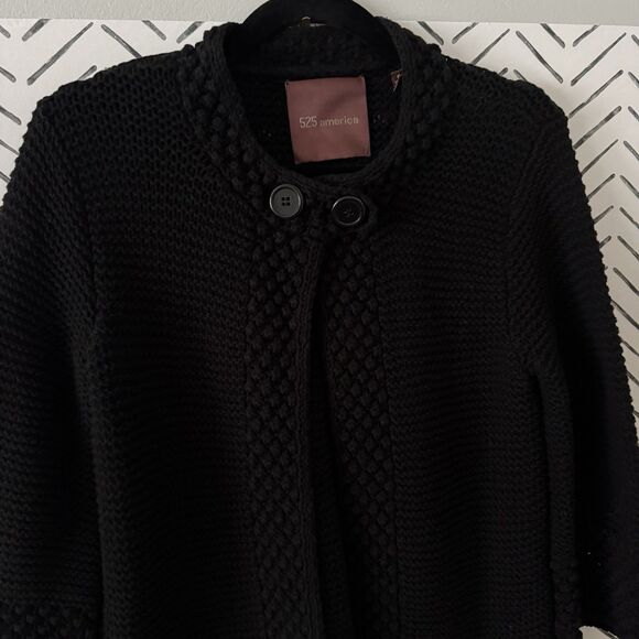 525 America Women's Black Chunky Knit Cardigan Sweater Size Small - Picture 2 of 10